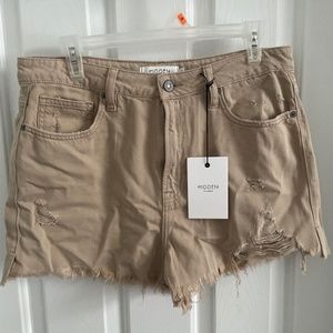 Womens Distressed Tan Shorts